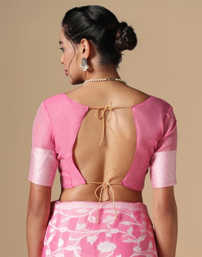 Pink Cotton Weaving Saree