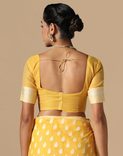 Yellow Cotton Weaving Saree