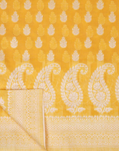 Yellow Cotton Weaving Saree