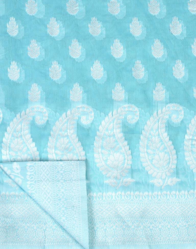 Light Blue Cotton Weaving Saree
