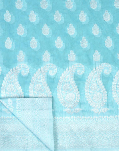 Light Blue Cotton Weaving Saree