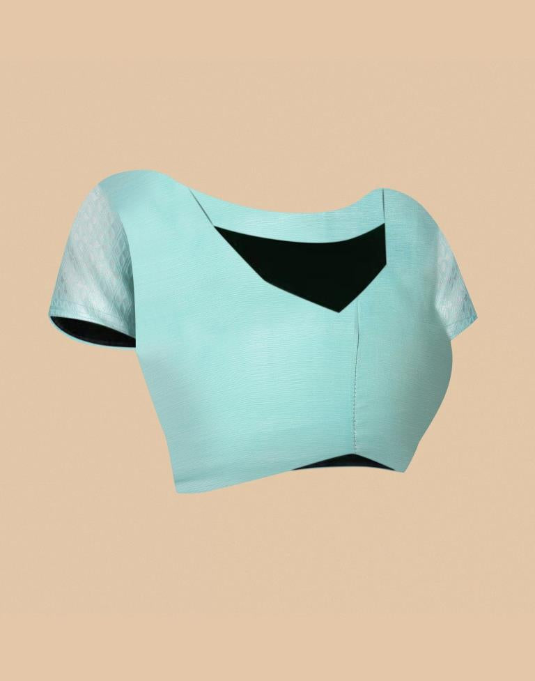 Light Blue Cotton Weaving Saree