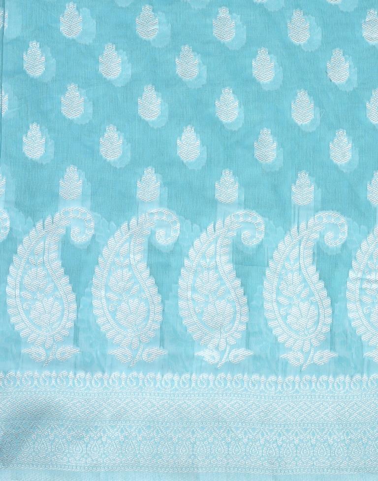 Light Blue Cotton Weaving Saree