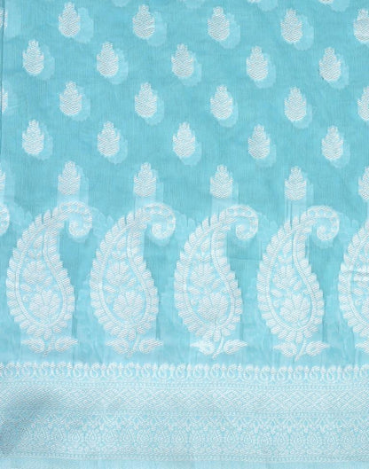 Light Blue Cotton Weaving Saree