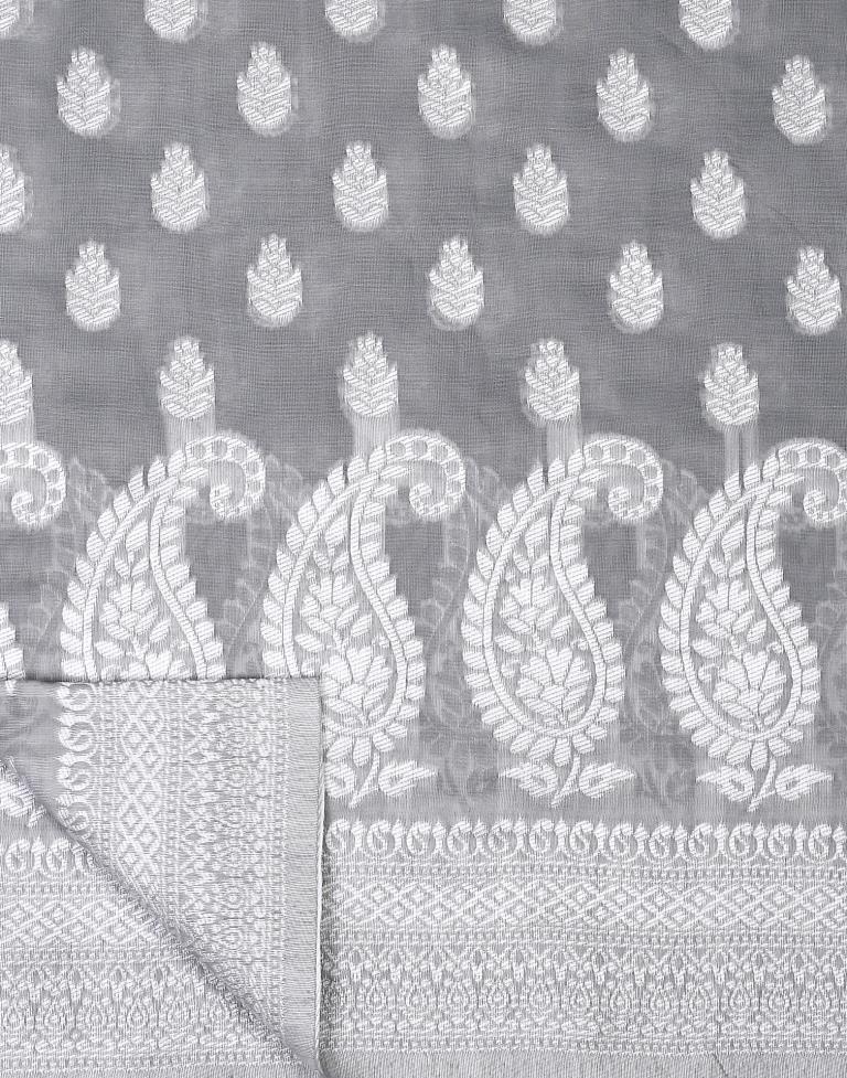 Grey Cotton Weaving Saree