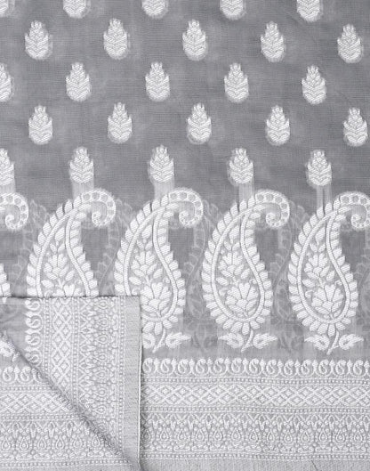 Grey Cotton Weaving Saree