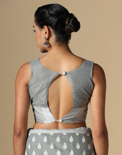 Grey Cotton Weaving Saree