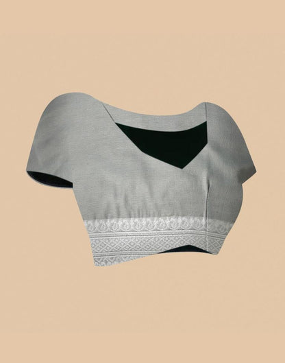 Grey Cotton Weaving Saree