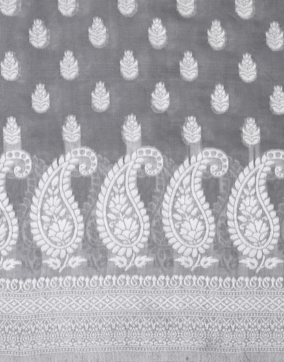 Grey Cotton Weaving Saree