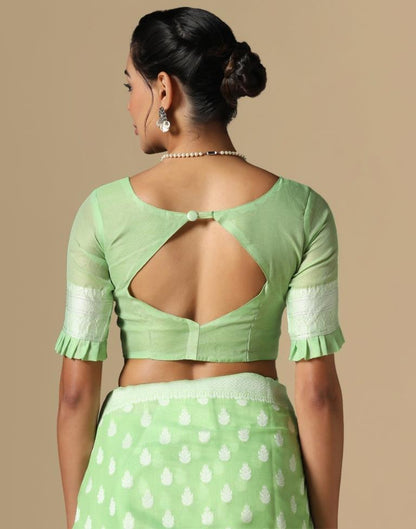 Light Green Cotton Weaving Saree