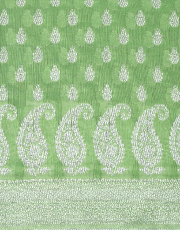 Light Green Cotton Weaving Saree