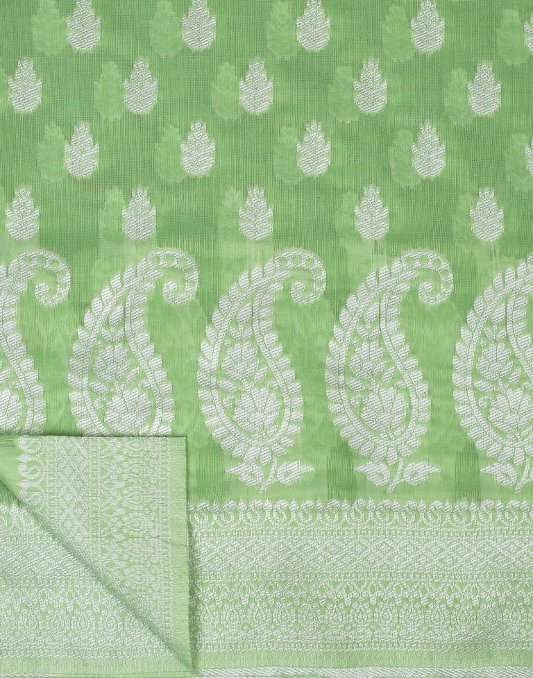 Light Green Cotton Weaving Saree