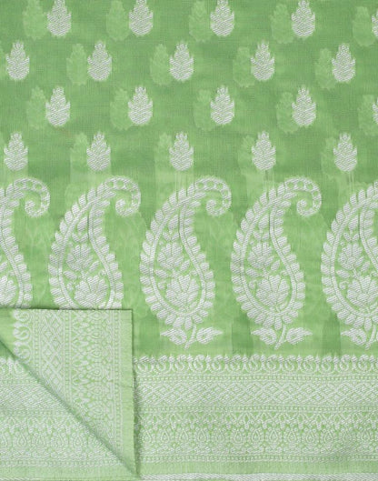 Light Green Cotton Weaving Saree