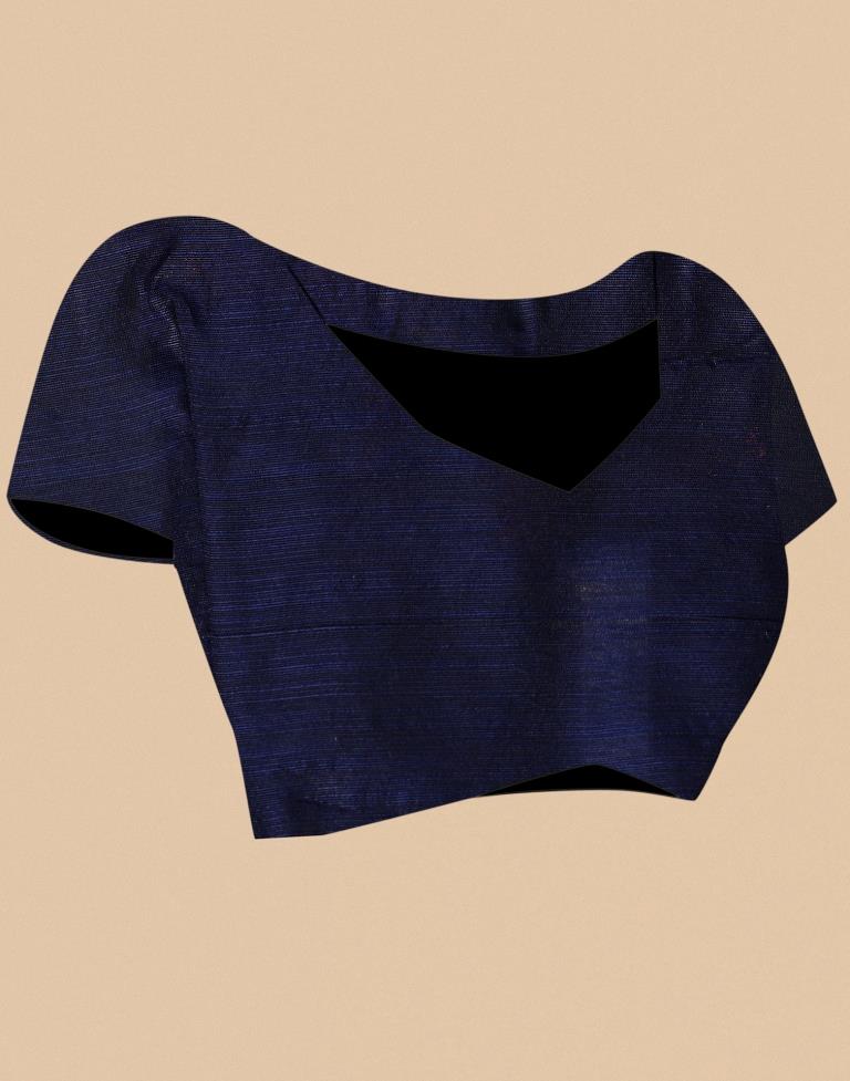 Dark Blue Banarasi Cotton Saree | Leemboodi