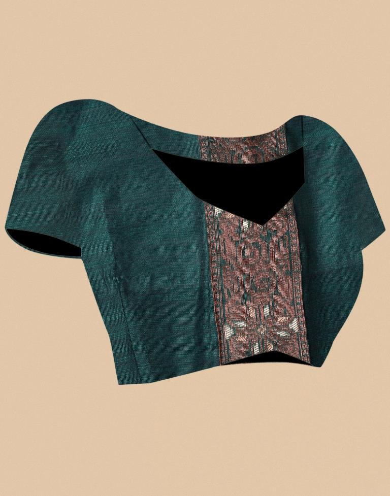 Rama Green Banarasi Cotton Saree | Leemboodi