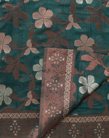 Rama Green Banarasi Cotton Saree | Leemboodi