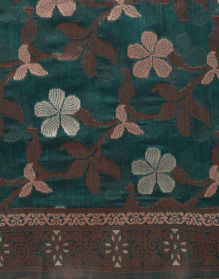 Rama Green Banarasi Cotton Saree | Leemboodi