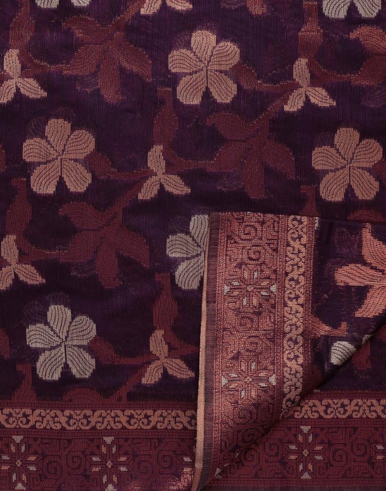 Purple Banarasi Cotton Saree | Leemboodi