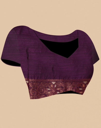 Purple Banarasi Cotton Saree | Leemboodi