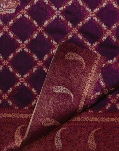 Purple Banarasi Cotton Saree | Leemboodi