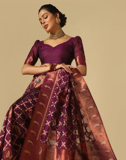 Purple Banarasi Cotton Saree | Leemboodi