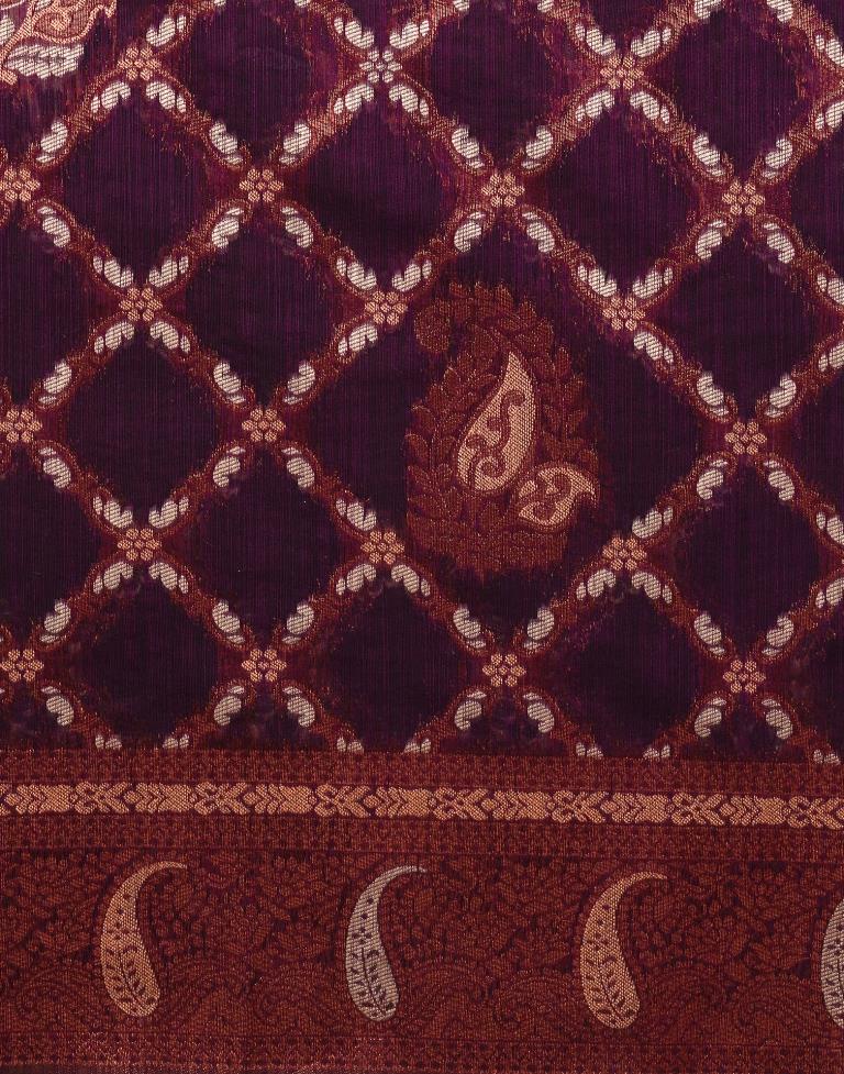 Purple Banarasi Cotton Saree | Leemboodi