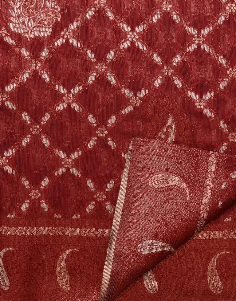 Red Banarasi Cotton Saree | Leemboodi