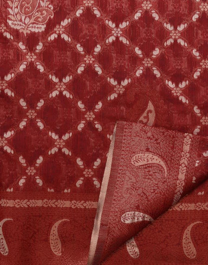 Red Banarasi Cotton Saree | Leemboodi