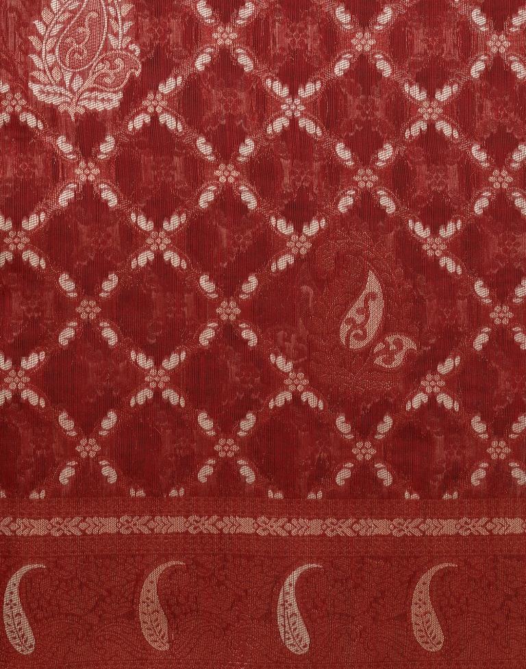 Red Banarasi Cotton Saree | Leemboodi