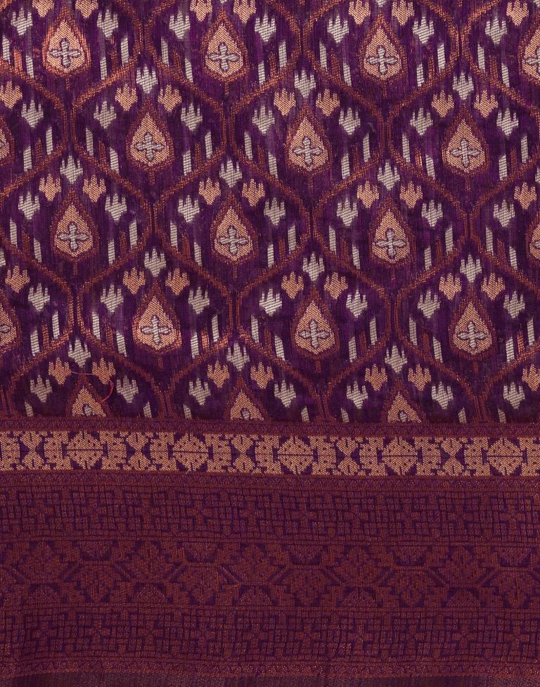 Purple Banarasi Cotton Saree | Leemboodi
