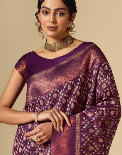 Purple Banarasi Cotton Saree | Leemboodi