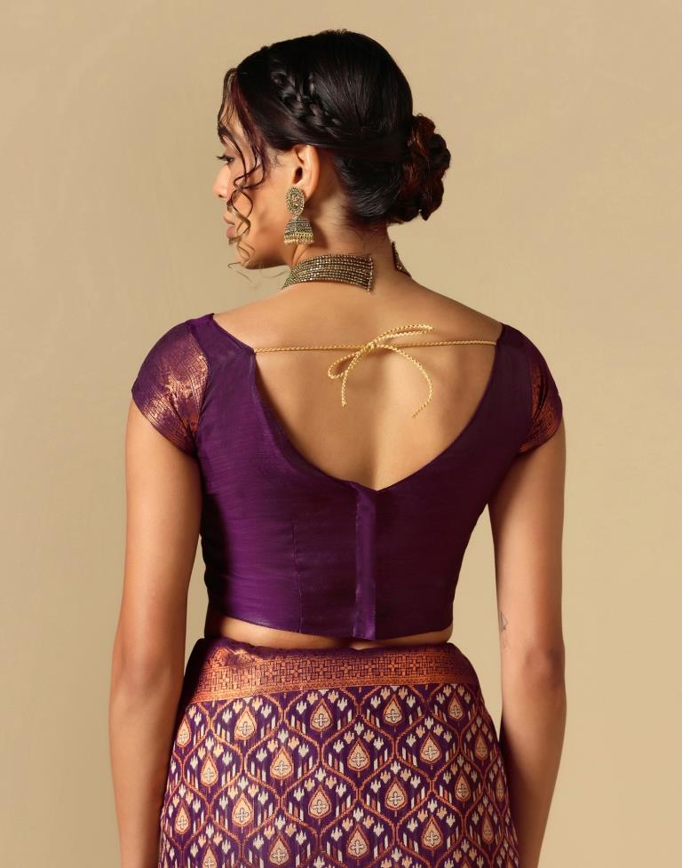 Purple Banarasi Cotton Saree | Leemboodi