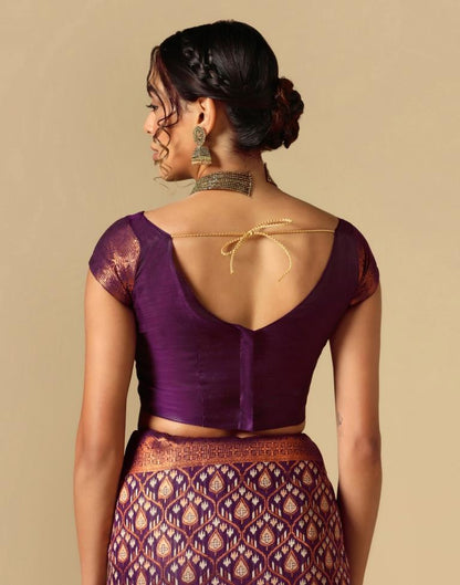 Purple Banarasi Cotton Saree | Leemboodi