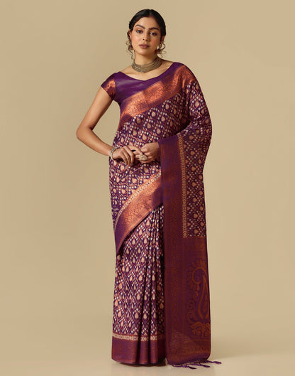 Purple Banarasi Cotton Saree | Leemboodi