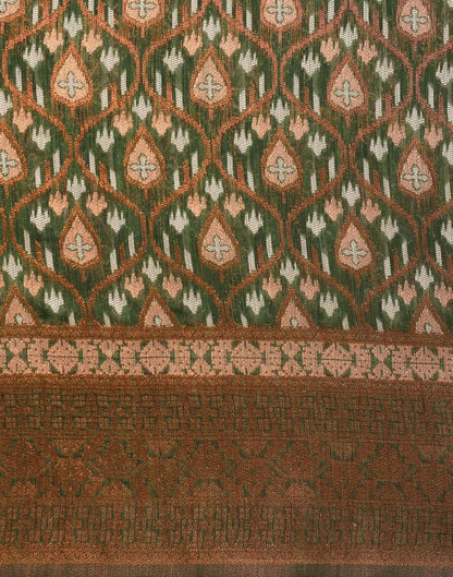 Olive Green Banarasi Cotton Saree | Leemboodi