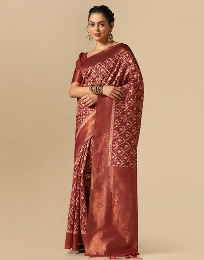 Red Banarasi Cotton Saree | Leemboodi