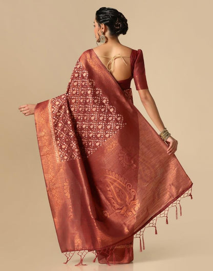 Red Banarasi Cotton Saree | Leemboodi