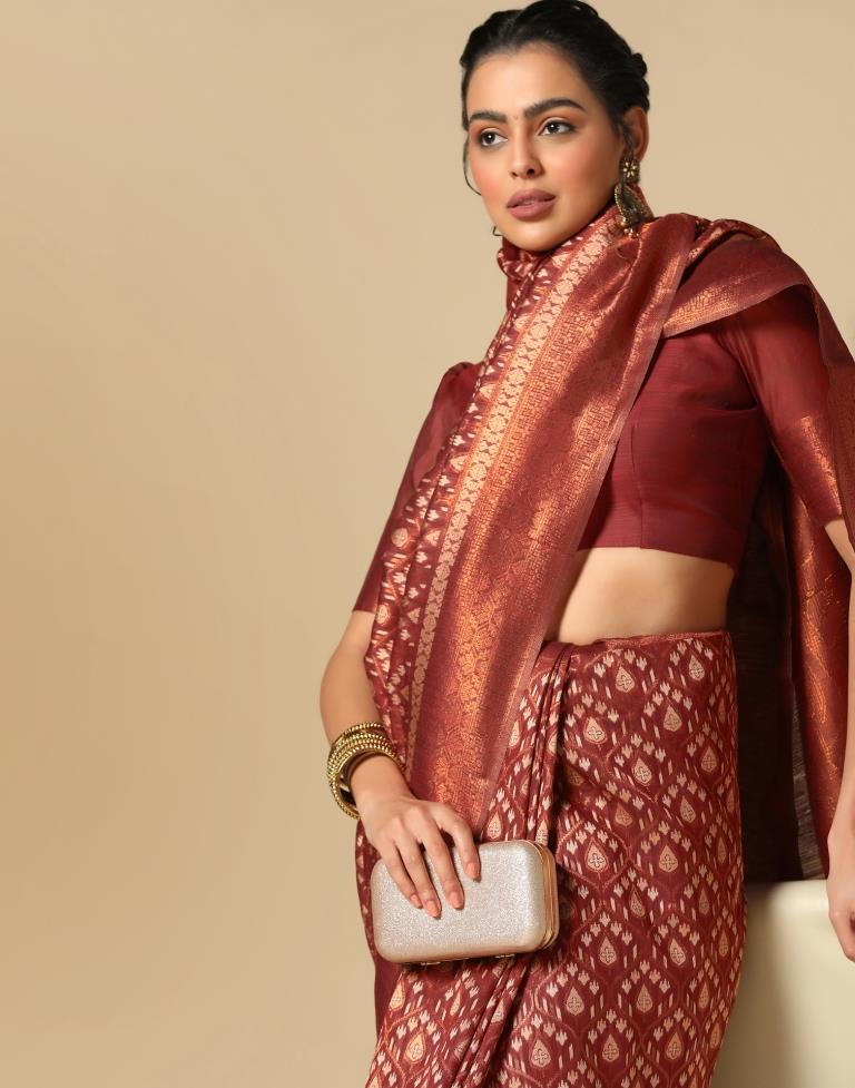 Red Banarasi Cotton Saree | Leemboodi