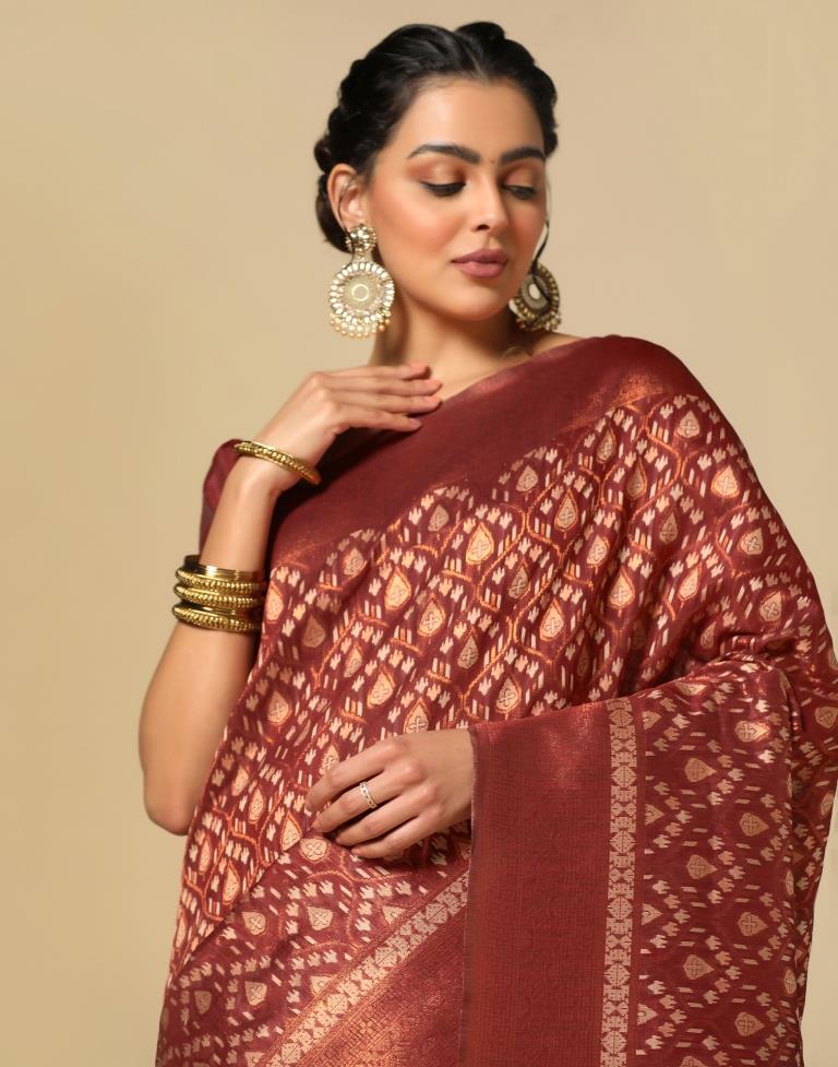 Red Banarasi Cotton Saree | Leemboodi
