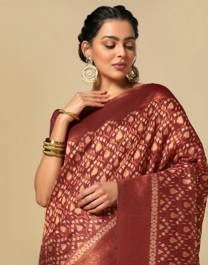 Red Banarasi Cotton Saree | Leemboodi