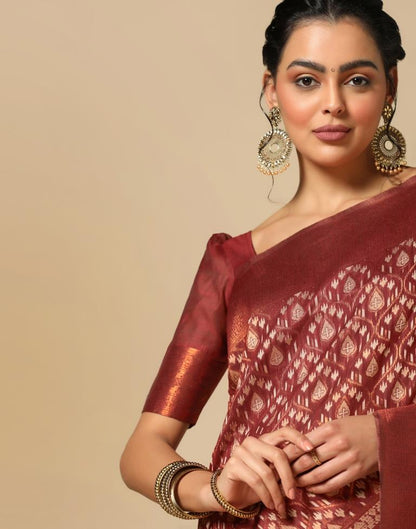Red Banarasi Cotton Saree | Leemboodi
