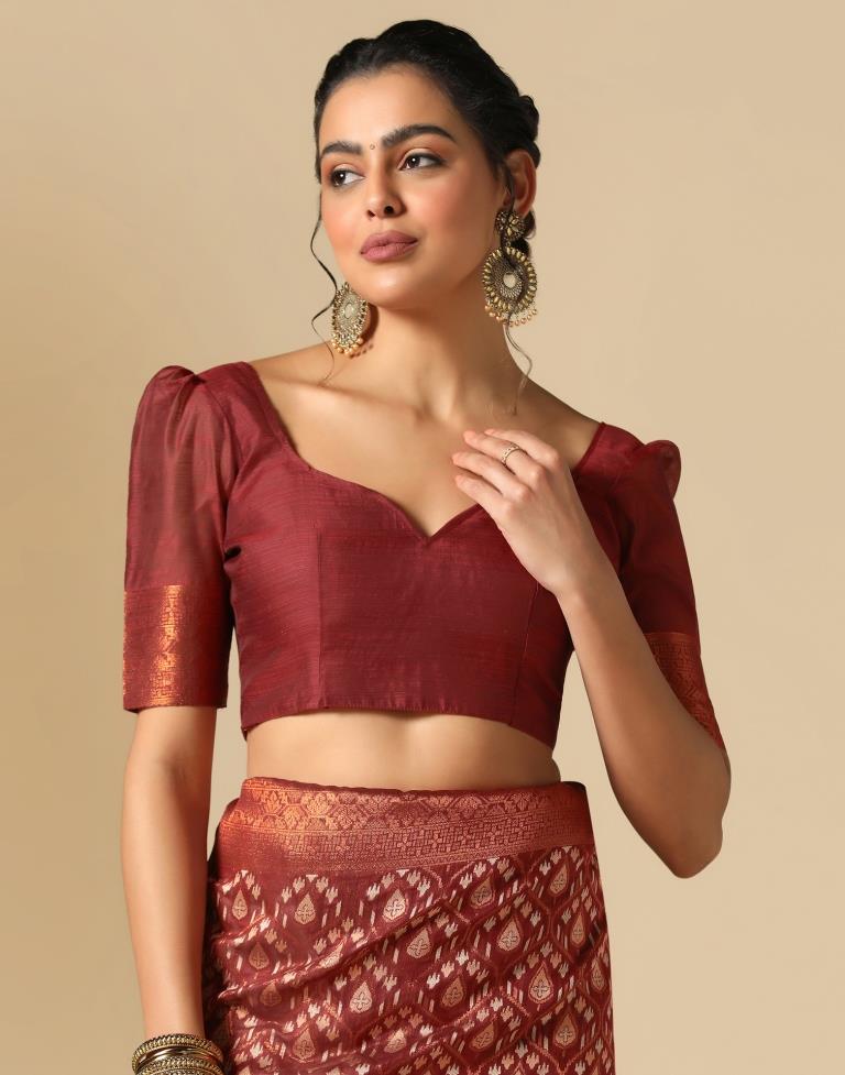 Red Banarasi Cotton Saree | Leemboodi