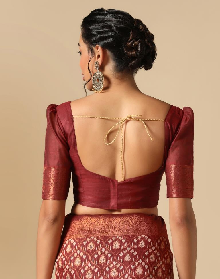 Red Banarasi Cotton Saree | Leemboodi