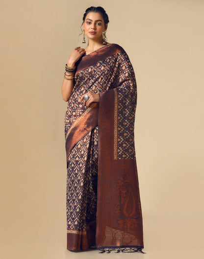 Brown Banarasi Cotton Saree | Leemboodi