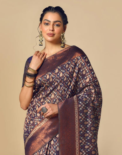 Brown Banarasi Cotton Saree | Leemboodi