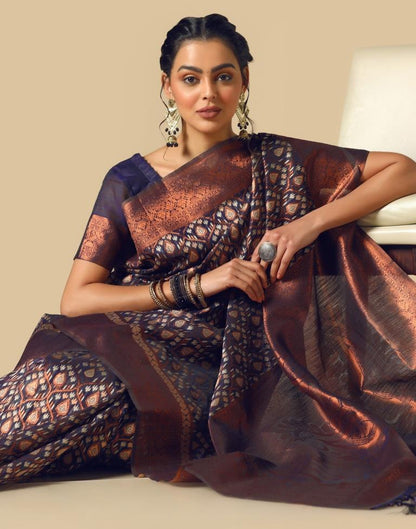 Brown Banarasi Cotton Saree | Leemboodi