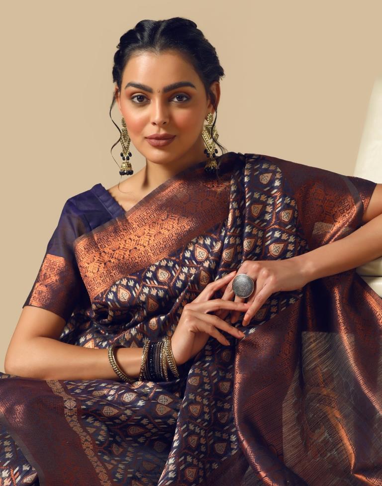 Brown Banarasi Cotton Saree | Leemboodi