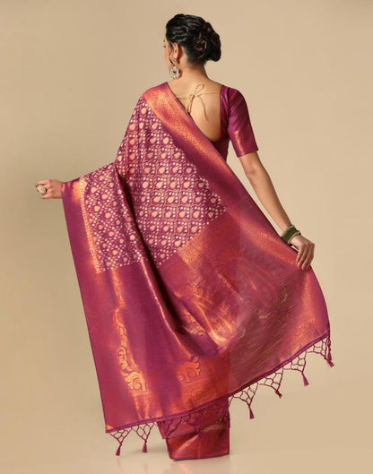 Maroon Banarasi Cotton Saree | Leemboodi