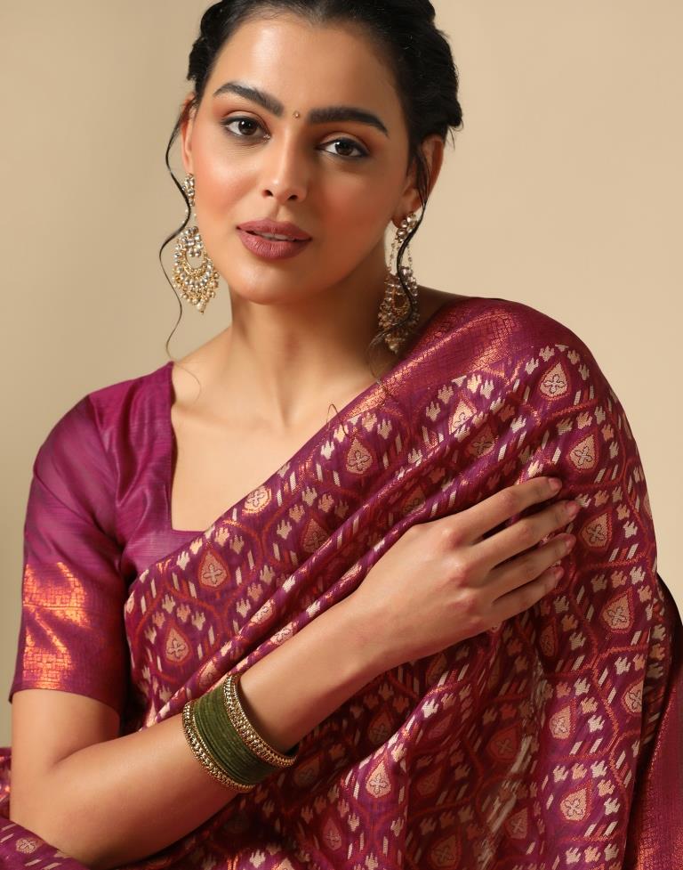 Maroon Banarasi Cotton Saree | Leemboodi