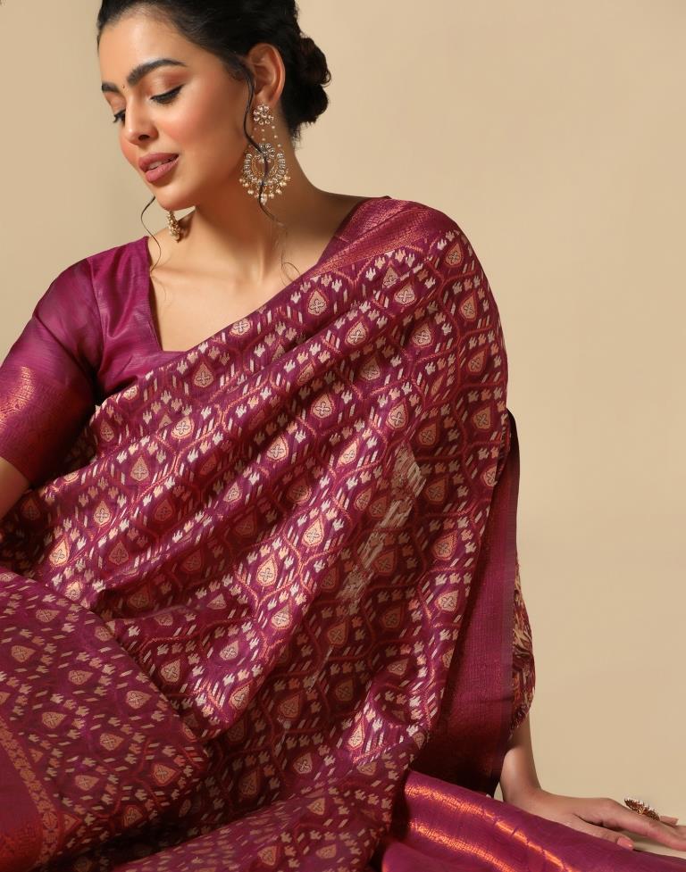 Maroon Banarasi Cotton Saree | Leemboodi